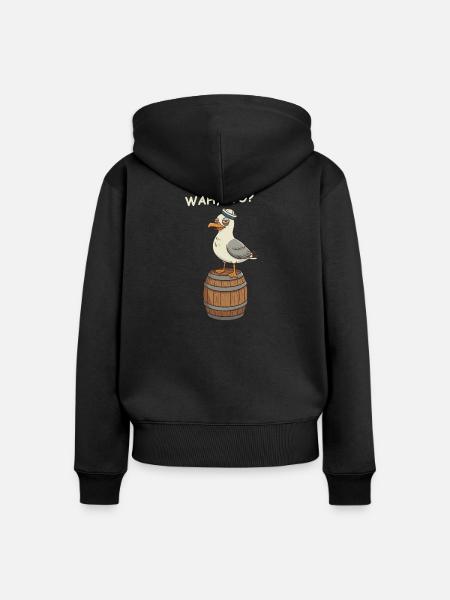 Betrunkene Möwe - Frauen Premium Bio Zip Hoodie - Schwarz