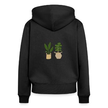 Pflanzen Grün Natur Zimmerpflanze Pflanzenliebe - Frauen Premium Bio Zip Hoodie - Schwarz - Hinten - Julia (174cm)