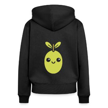 Olive - Sweat à capuche zippé Premium bio Femme - noir - Dos - Julia (174cm)