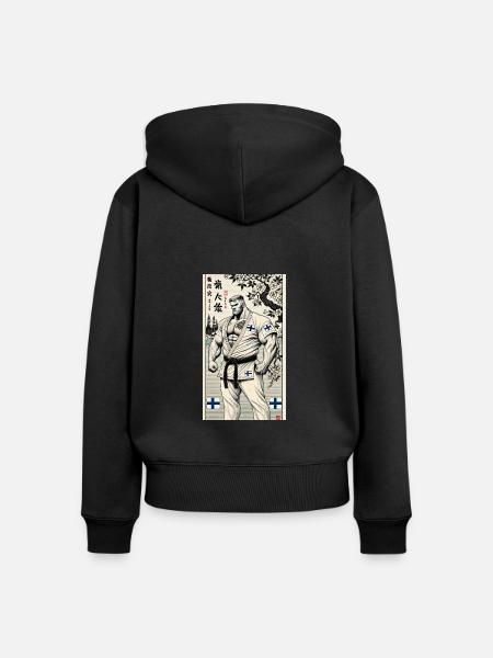 Finnisches Karate MASTER - Frauen Premium Bio Zip Hoodie - Schwarz