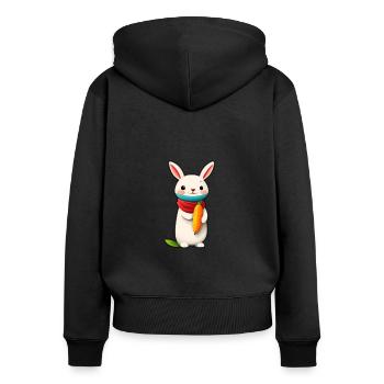 Lapin mignon avec carotte kawaii AnimeStyle - Sweat à capuche zippé Premium bio Femme - noir - Dos - Julia (174cm)