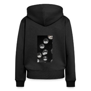Himmelslaternen - Frauen Premium Bio Zip Hoodie - Schwarz - Hinten - Julia (174cm)