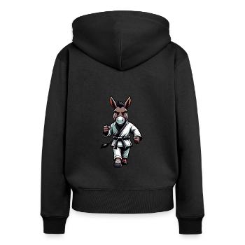 Lustiger Karate Esel Humor Martial Arts - Frauen Premium Bio Zip Hoodie - Schwarz - Hinten - Julia (174cm)