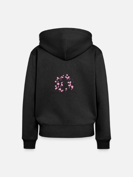 Blühende Kirschzweige - Frauen Premium Bio Zip Hoodie - Schwarz
