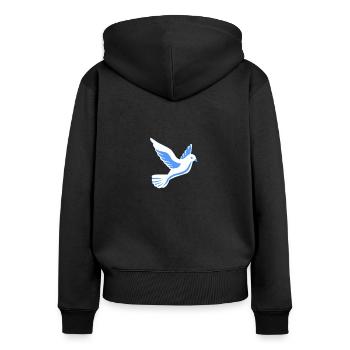Colombe en vol - Sweat à capuche zippé Premium bio Femme - noir - Dos - Julia (174cm)