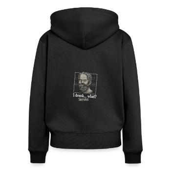 I drank.. what? Socrates Spruch - Frauen Premium Bio Zip Hoodie - Schwarz - Hinten - Julia (174cm)