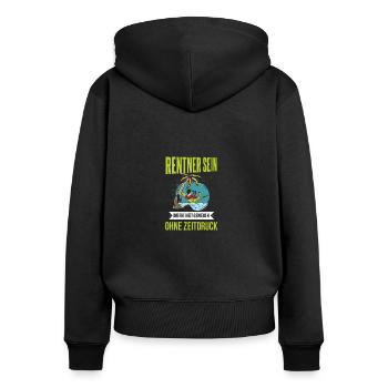 Witziges Renten Rentner Spruch Motiv - Frauen Premium Bio Zip Hoodie - Schwarz - Hinten - Julia (174cm)