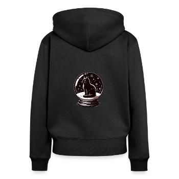 Snow globe with black cat winter for - Women's Premium Organic Zip Hoodie - black - Back - Julia (174cm)