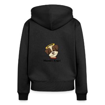 PinoEngel2 1 - Frauen Premium Bio Zip Hoodie - Schwarz - Hinten - Julia (174cm)