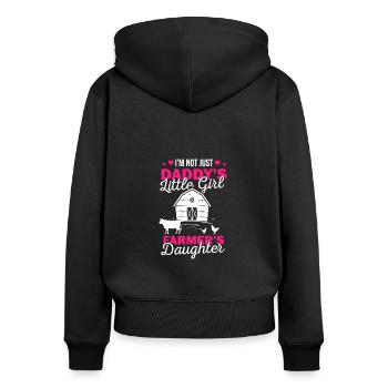 Farmer Tochter Daddy's Girl Landwirt Farmer - Frauen Premium Bio Zip Hoodie - Schwarz - Hinten - Julia (174cm)
