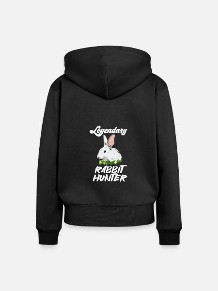 Legendary Rabbit Hunter - Frauen Premium Bio Zip Hoodie - Schwarz
