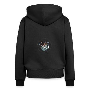 Blumenmotiv mit Spruch zum Thema Selbstliebe - Frauen Premium Bio Zip Hoodie - Schwarz - Hinten - Julia (174cm)