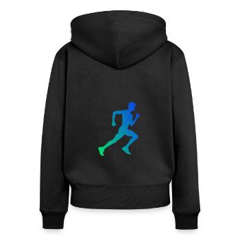 Course à pied Jogging Course à pied Jogging Femmes Fitness - Sweat à capuche zippé Premium bio Femme - noir - Dos - Julia (174cm)