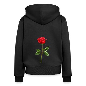 Fleur de rose Amour - Sweat à capuche zippé Premium bio Femme - noir - Dos - Julia (174cm)