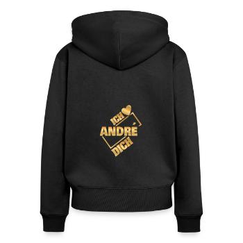 Liebespaar André - Frauen Premium Bio Zip Hoodie - Schwarz - Hinten - Julia (174cm)