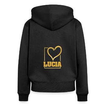 Cadeau pour Lucia - Sweat à capuche zippé Premium bio Femme - noir - Dos - Julia (174cm)