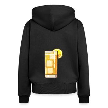 Verre à vin pixel vin rouge - Sweat à capuche zippé Premium bio Femme - noir - Dos - Julia (174cm)