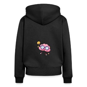 Gehirn Idee Comic Hand gezeichnet - Frauen Premium Bio Zip Hoodie - Schwarz - Hinten - Julia (174cm)