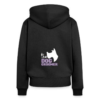Toiletteur pour chien Toiletteur pour animaux de compagnie Hommes - Sweat à capuche zippé Premium bio Femme - noir - Dos - Julia (174cm)