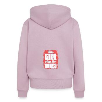 Cette fille s’arrête pour les roches géologue géologie - Sweat à capuche zippé Premium bio Femme - rose poudré - Dos - Julia (174cm)