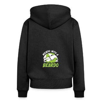 Weirdo With A Beardo Eidechse Gecko Haustier - Frauen Premium Bio Zip Hoodie - Schwarz - Hinten - Julia (174cm)