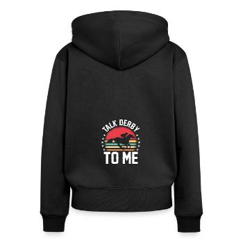 Parlez-moi de Derby pour les propriétaires de chevaux Hommes Femmes - Sweat à capuche zippé Premium bio Femme - noir - Dos - Julia (174cm)