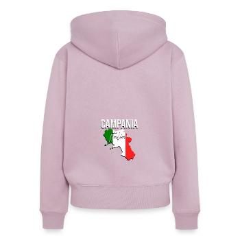 Campanie Italie drapeau italien Italie - Sweat à capuche zippé Premium bio Femme - rose poudré - Dos - Julia (174cm)