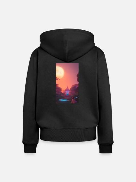 Verzauberte Dämmerung - Frauen Premium Bio Zip Hoodie - Schwarz