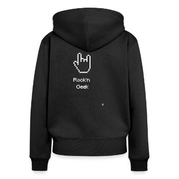 Rock n geek T-shirt - Frauen Premium Bio Zip Hoodie - Schwarz - Hinten - Julia (174cm)