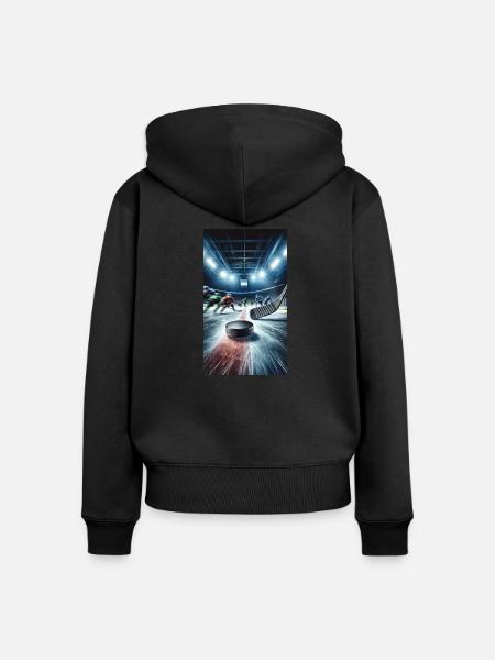 Eishockey. Stick und Puck. - Frauen Premium Bio Zip Hoodie - Schwarz