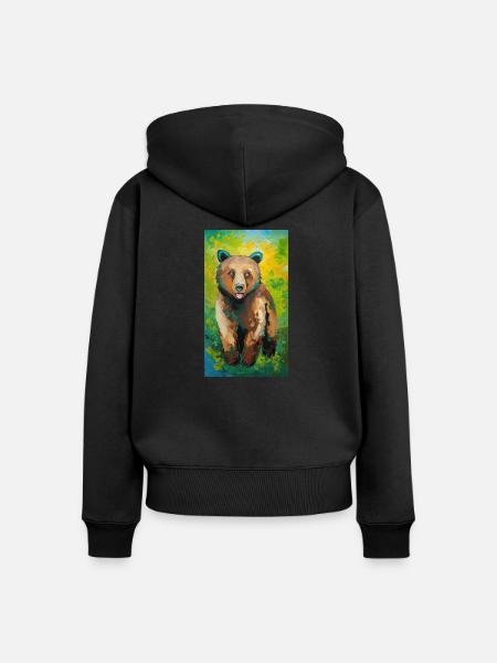 Bear Painting Bär Gemälde - Frauen Premium Bio Zip Hoodie - Schwarz