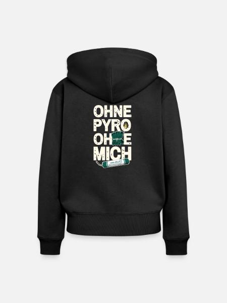 Ohne Pyro Ohne Mich - Frauen Premium Bio Zip Hoodie - Schwarz