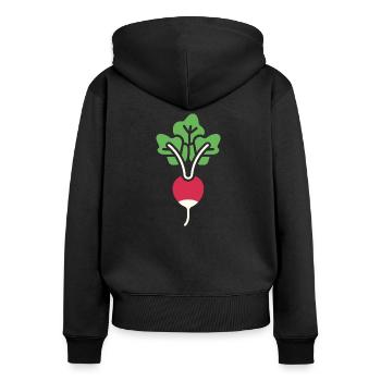 radis - Sweat à capuche zippé Premium bio Femme - noir - Dos - Julia (174cm)