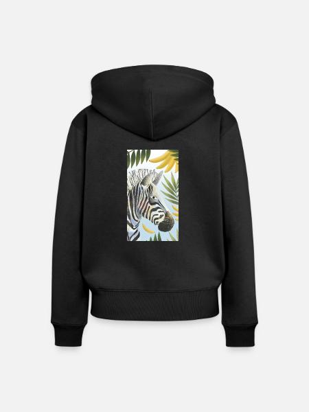 Zebra - Frauen Premium Bio Zip Hoodie - Schwarz