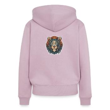 Majestätischer Löwenkapitän - Frauen Premium Bio Zip Hoodie - Altrosa - Hinten - Julia (174cm)