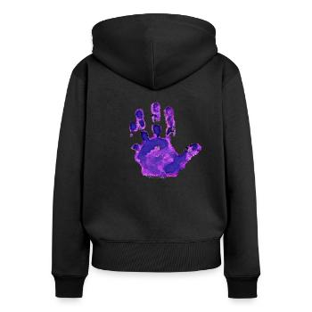 Hand Tinte Kinderhand Abdruck ink - Frauen Premium Bio Zip Hoodie - Schwarz - Hinten - Julia (174cm)