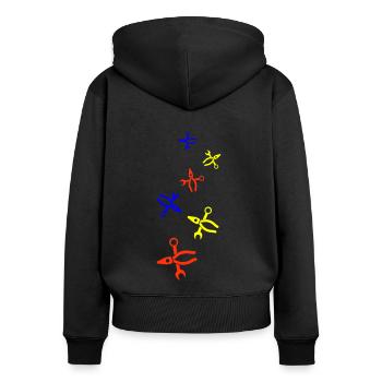Icône de pince - Sweat à capuche zippé Premium bio Femme - noir - Dos - Julia (174cm)