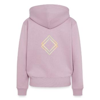 Boucle géographique - Sweat à capuche zippé Premium bio Femme - rose poudré - Dos - Julia (174cm)