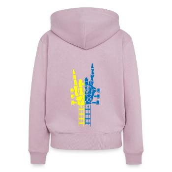 Ukraine Rock & Roll Rocker Peace - Women's Premium Organic Zip Hoodie - dusky pink - Back - Julia (174cm)