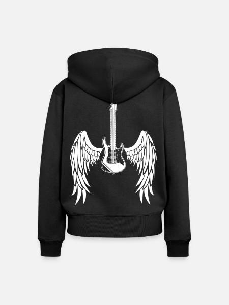 Geflügelte Gitarre - Frauen Premium Bio Zip Hoodie - Schwarz