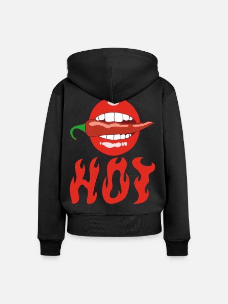 Chilischote essen - Frauen Premium Bio Zip Hoodie - Schwarz