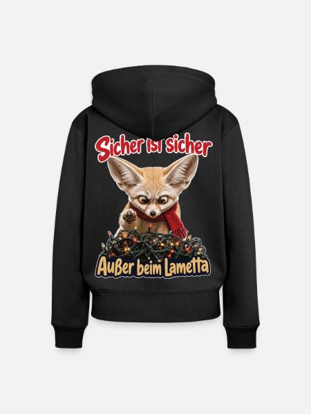 Sicher ist sicher, Außer beim Lametta - Frauen Premium Bio Zip Hoodie - Schwarz