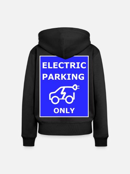 Elektroauto Parkplatz Schild - Frauen Premium Bio Zip Hoodie - Schwarz