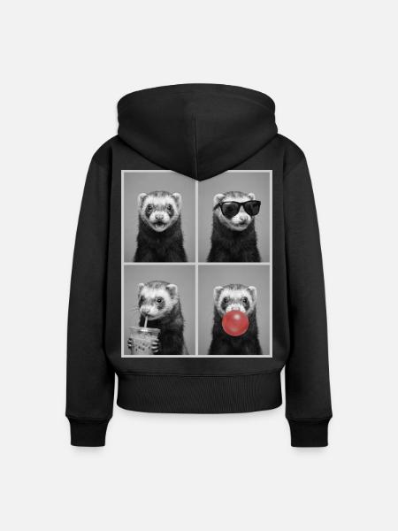 Ferret Frettchen - Frauen Premium Bio Zip Hoodie - Schwarz