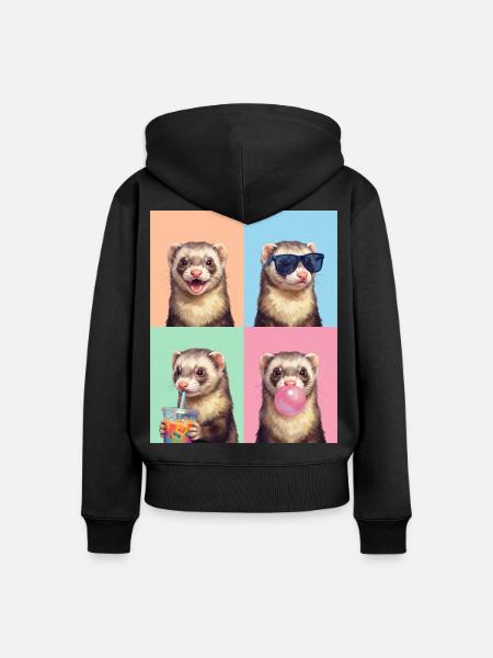 Ferret Frettchen - Frauen Premium Bio Zip Hoodie - Schwarz