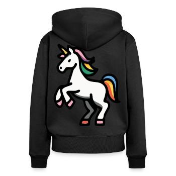 Minimales Regenbogen-Einhorn – Einfache Fantasy-Pferdekunst - Frauen Premium Bio Zip Hoodie - Schwarz - Hinten - Julia (174cm)