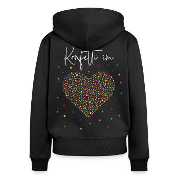 Konfetti im Herzen - Frauen Premium Bio Zip Hoodie - Schwarz - Hinten - Julia (174cm)