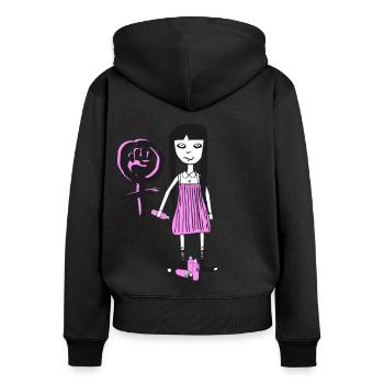 Molly - Girl Power, graffiti féministe - Sweat à capuche zippé Premium bio Femme - noir - Dos - Julia (174cm)