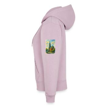 Gothische Kirche im impressionistischen Stil - Frauen Premium Bio Zip Hoodie - Altrosa - Links - Julia (174cm)