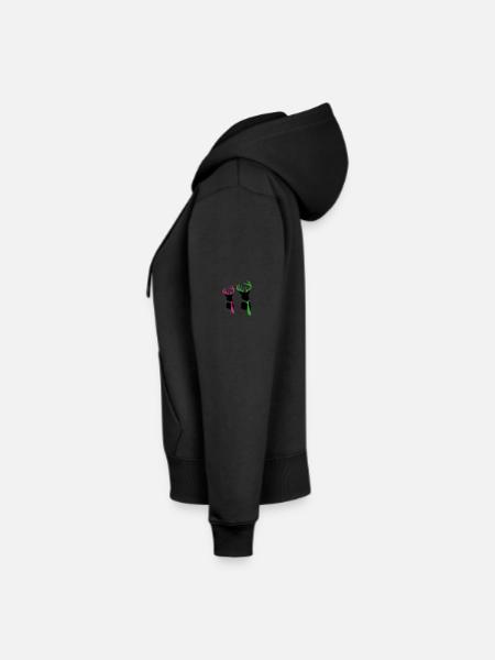 hirsch mit krawatte - Frauen Premium Bio Zip Hoodie - Schwarz